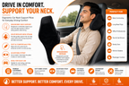SlumberOrtho Car Neck Cushion | Memory Foam Headrest Neck Support Pillow for Car, SUV & Office Chair