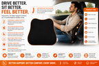 SlumberOrtho Car Spine Rest Cushion | Ergonomic Memory Foam Lumbar Support Cushion for Car Seat, Office Chair & Long Drives
