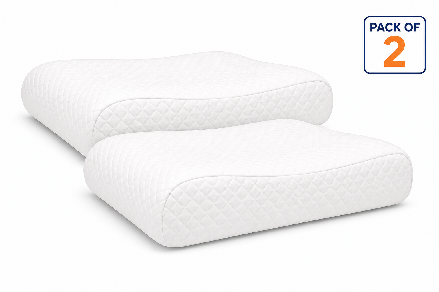 lumberOrtho Orthopaedic Cervical Pillow (Pack of 2) | Premium Memory Foam Neck Support Pillows for Sleeping, Side & Back Sleepers