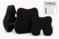 SlumberOrtho 3 Piece Orthopedic Car Seat Cushion Combo Set | Memory Foam Neck, Back & Seat Support for Driving, Office & Travel