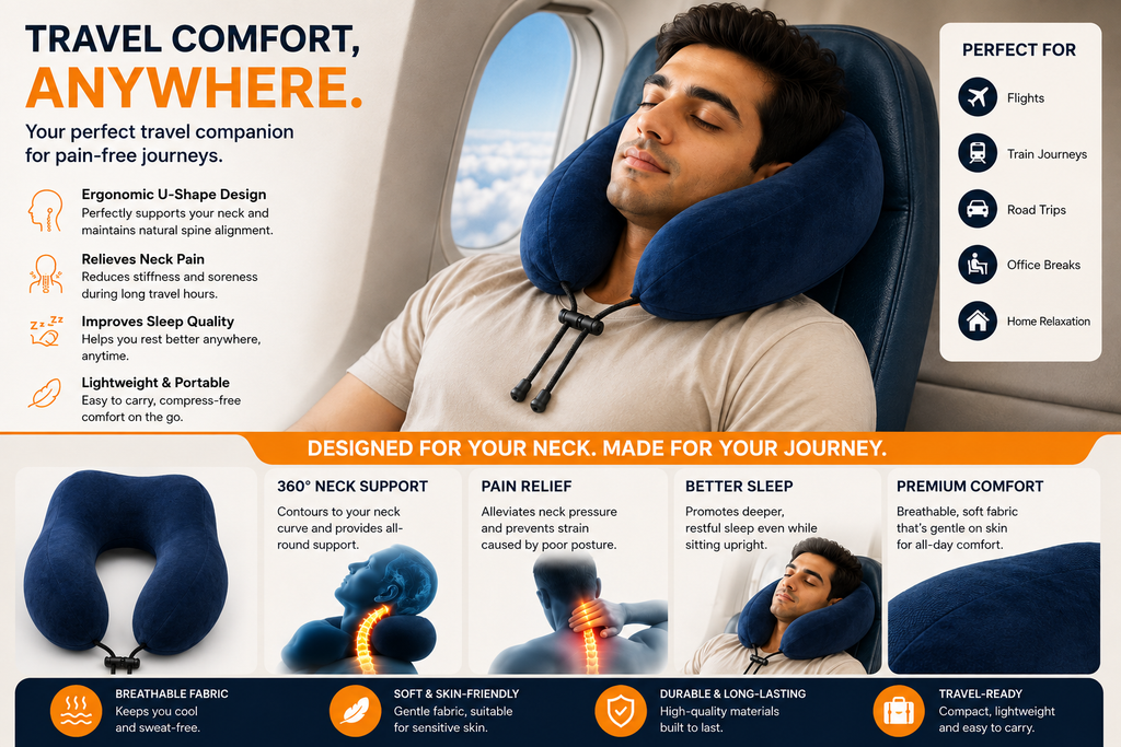 SlumberOrtho Travel Neck Cushion – Ergonomic Neck Support for Travel
