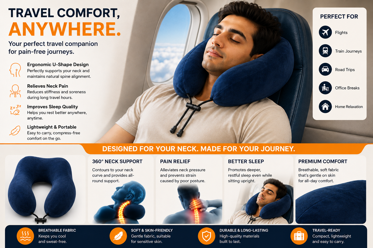 SlumberOrtho Travel Neck Cushion – Ergonomic Neck Support for Travel