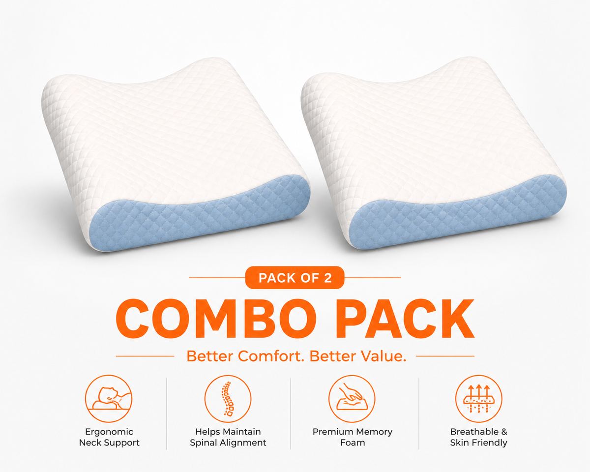 blue white cervical pillow
